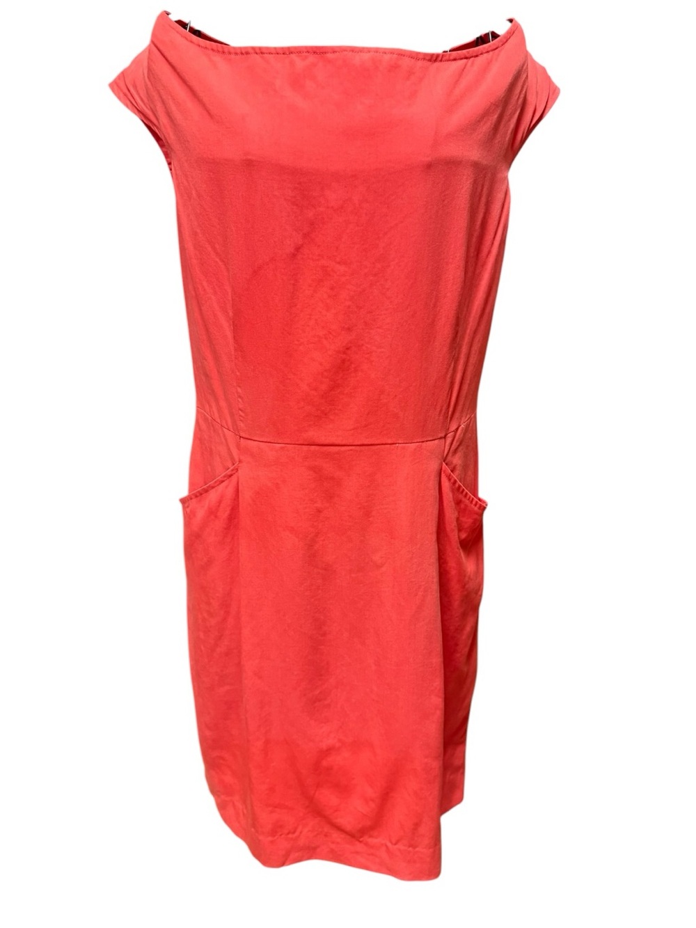 Paul & Joe Classic Coral Casual Boat Neck Shift Dress Pockets size 38 (US 6-8)